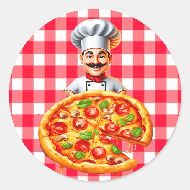 Pizza Kids’ Birthday Party Classic Round Sticker (Front)