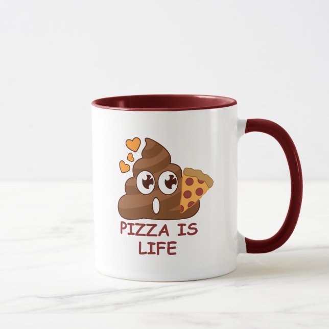 Pizza Life Poop Emoji Mug (Right)