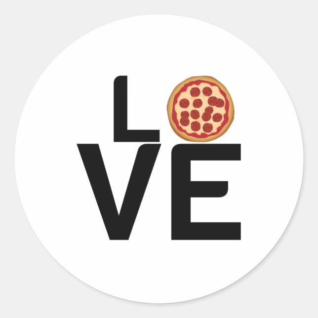 PIZZA LOVE CLASSIC ROUND STICKER (Front)