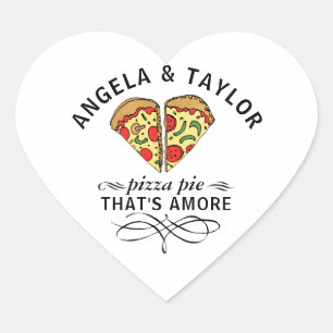 Pizza Love Couple Personalised Trendy Heart Sticker
