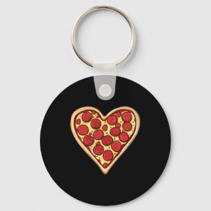 Pizza Love Valentines Day Heart Minimalist Key Ring