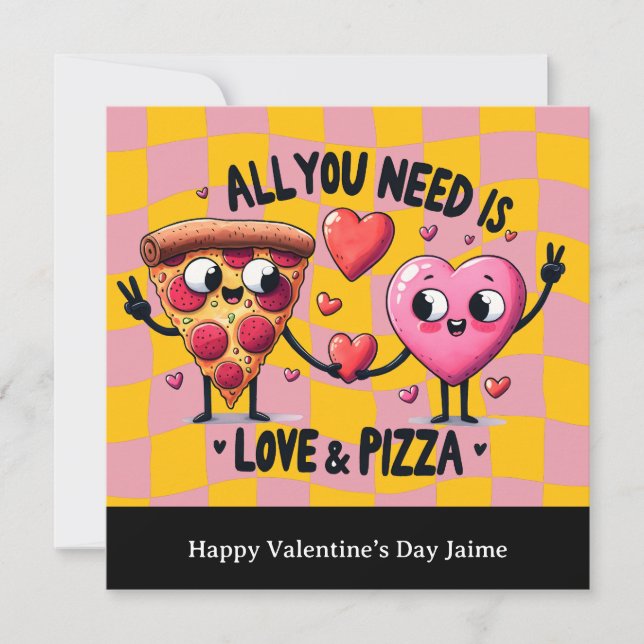 Pizza Love Valentines Day Postcard (Front)