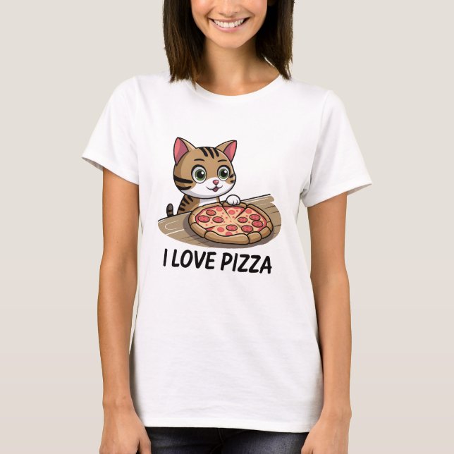 Pizza lover cat T-Shirt (Front)