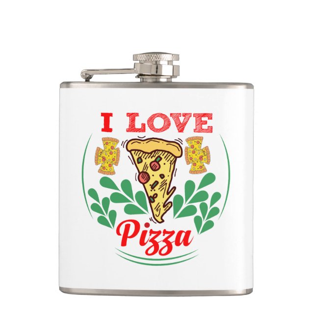Pizza Lover Fun Design for Food Fanatics Hip Flask (Front)
