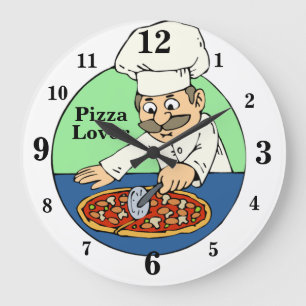 Pizza Lover Kitchen Clock With Numbers
