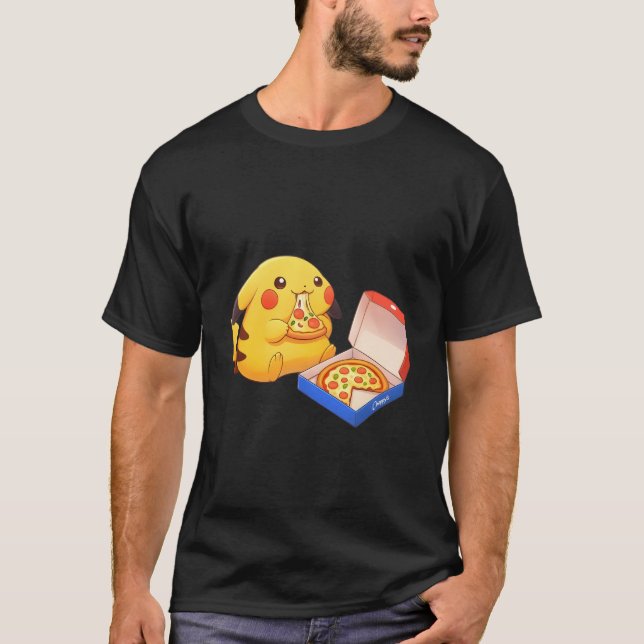 Pizza Lover Pikachu  T-Shirt (Front)