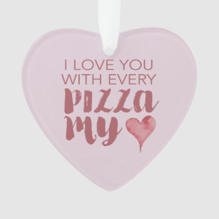 Pizza Lover Pink Hearts and Photo Ornament