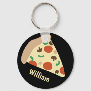 Pizza Lovers Fun Yummy CUSTOM NAME Key Ring