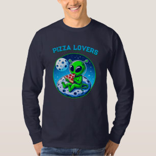 Pizza-Loving Alien on the Moon Fun Cosmic T-Shirt