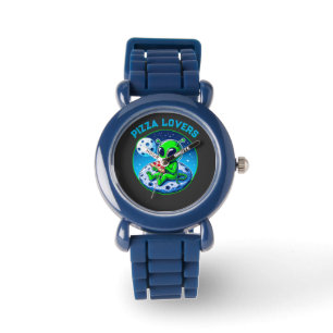 Pizza-Loving Alien on the Moon   Fun Cosmic Watch
