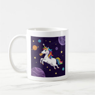 Pizza-Loving Unicorn in Space – Whimsical Fantasy  Coffee Mug