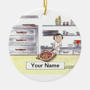 Pizza Maker - Female Ceramic Tree Decoration