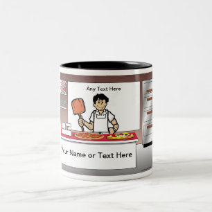 Pizza Maker - Male Cartoon Two-Tone Coffee Mug