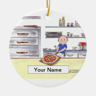 Pizza Maker - Male Ceramic Tree Decoration