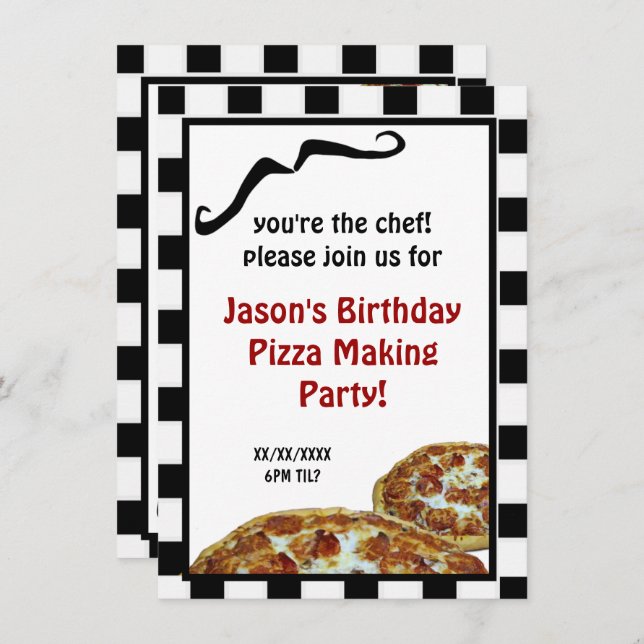 Pizza Making Birthday Party Invitation (Front/Back)