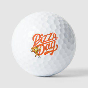 Pizza Man standing next to Pizza Day sign Golf Balls