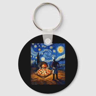 Pizza Margherita Night Sky Art Funny Pizzaiolo Key Ring