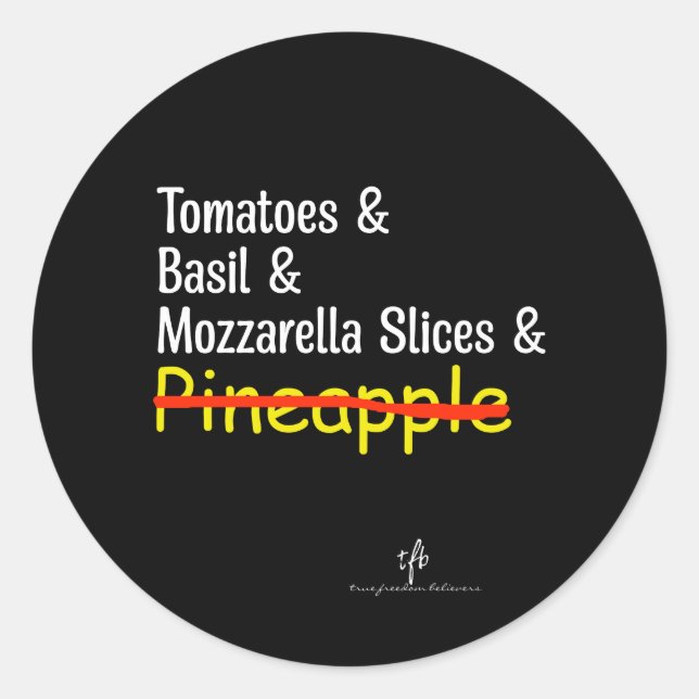 Pizza Margherita W/O Pineapple Classic Round Sticker (Front)