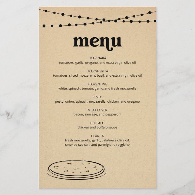 Pizza Menu (Front)