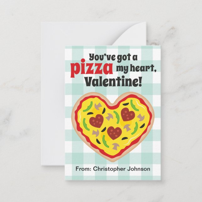 Pizza Mini Classroom Valentine Cards for Kids (Front)