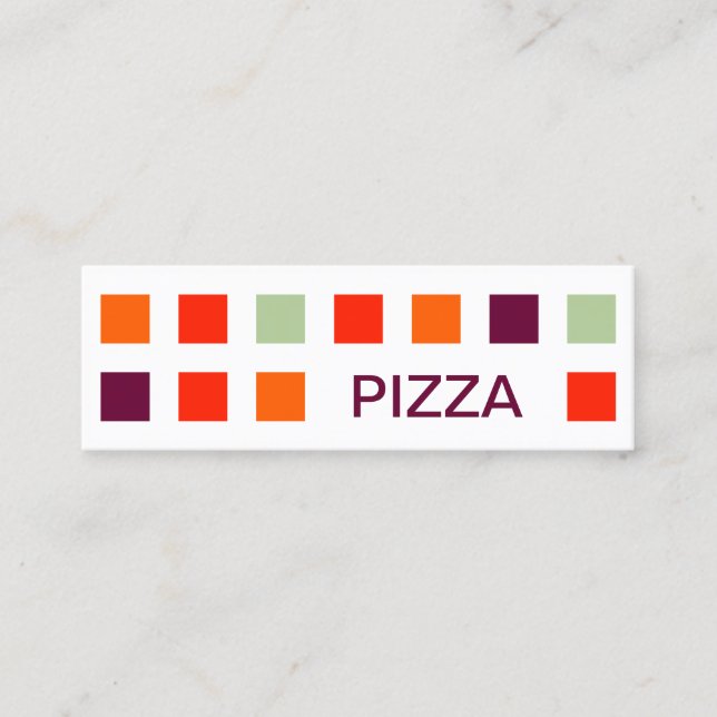 PIZZA (mod squares) Mini Business Card (Front)