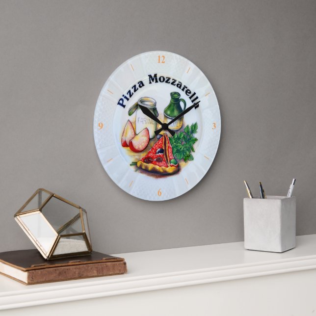 Pizza Mozarella Large Clock (Office)