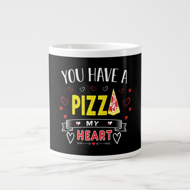 Pizza My Heart Romantic Funny Quote Large Coffee Mug (Front)