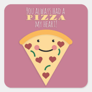 Pizza My Heart Square Sticker