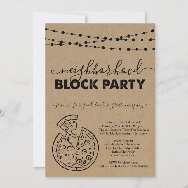 Pizza Neighbourhood Block Party Invitation (Front)