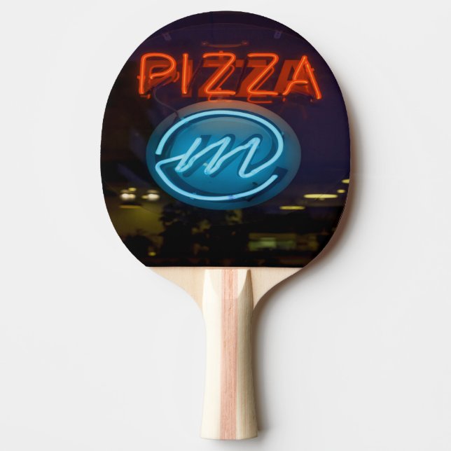Pizza Neon Sign Ping Pong Paddle (Front)