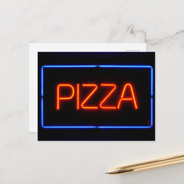 PIZZA Neon Sign Postcard (Front/Back In Situ)