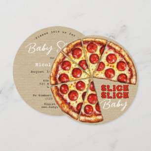 Pizza Neutral Slice Slice Baby Shower Invitation