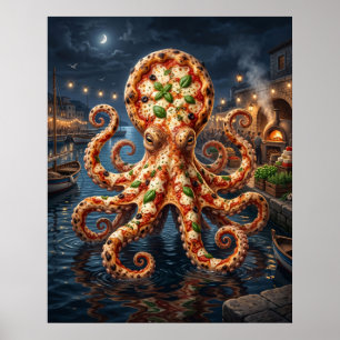 Pizza Octopus Harbour Poster