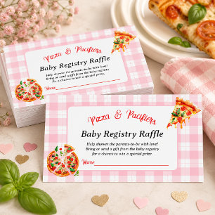Pizza & Pacifier Pink Gingham Baby Shower Registry Enclosure Card