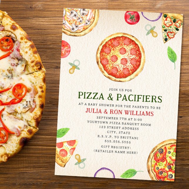 Pizza + Pacifiers Baby Shower Invitation (Creator Uploaded)