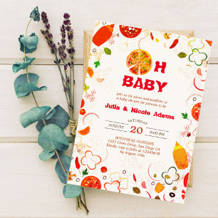 Pizza & Pacifiers Barbeque Baby Shower  Invitation