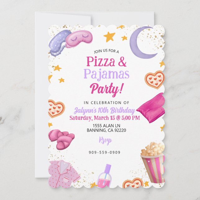 Pizza & Pajama Party Invitation (Front)