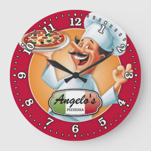 Pizza Parlour Pizzeria Italian Personalizable Cloc Large Clock