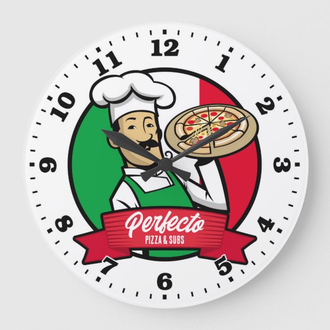 Pizza Parlour Pizzeria Italian Personalizable Cloc Large Clock (Front)