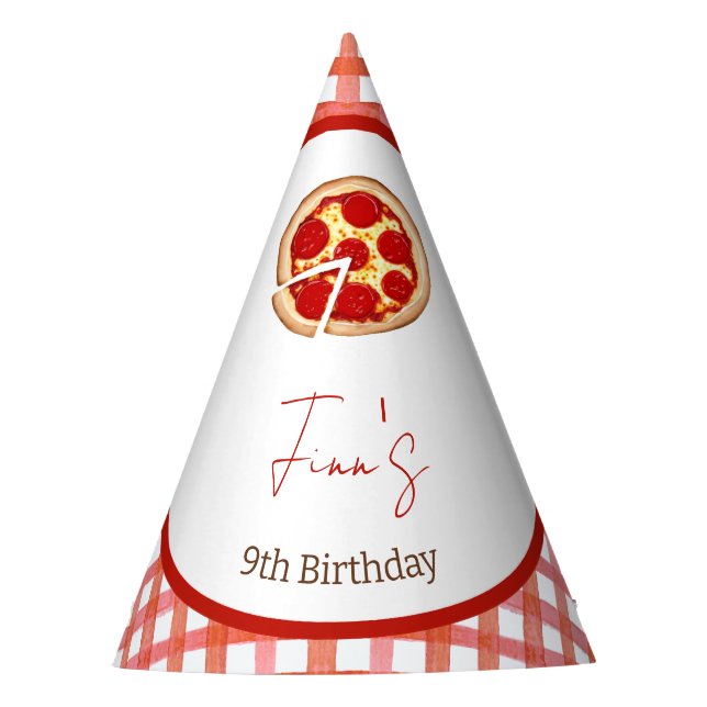 Pizza Party Any Age Birthday Hat (Front)