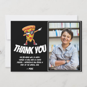 Pizza Party Birthday   Fun Pizza Slice Kids Party  Thank You Card