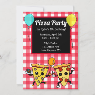 Pizza Party Birthday Invitation