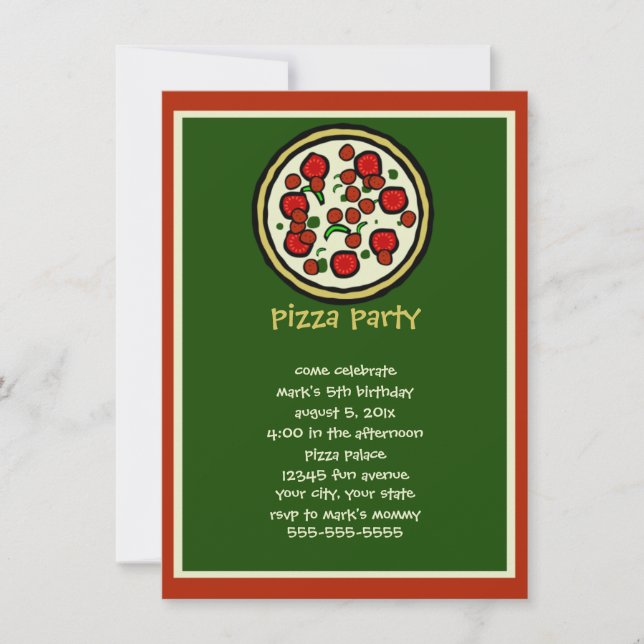 Pizza Party Birthday Invitation (Front)