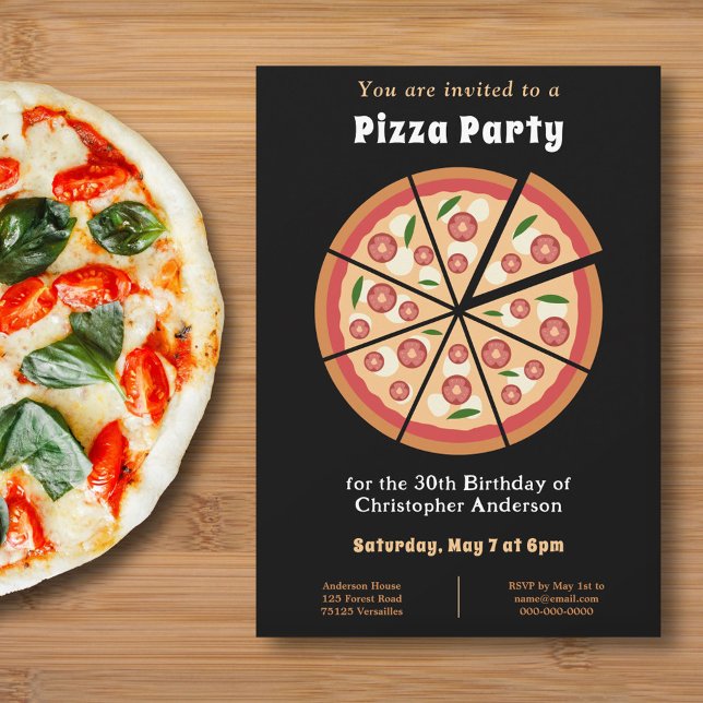 Pizza Party Birthday Invitation (Pizza Party Birthday Invitation)