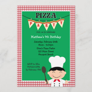 Pizza Party Birthday Invitation