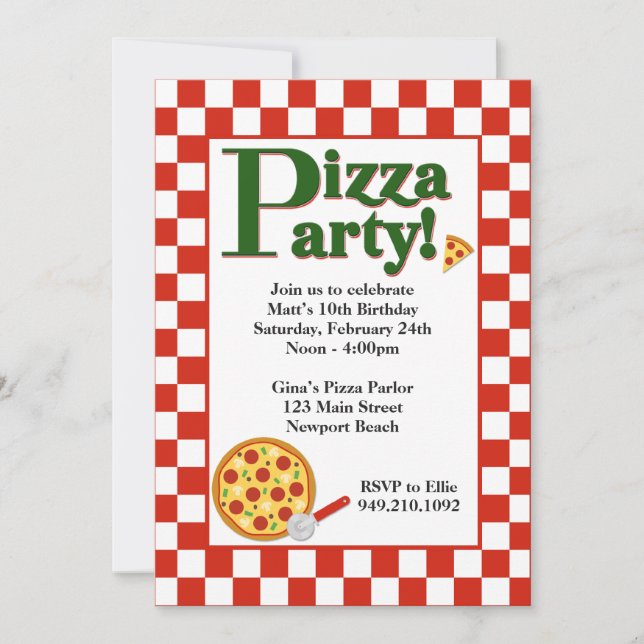 Pizza Party Birthday Invitation (Front)