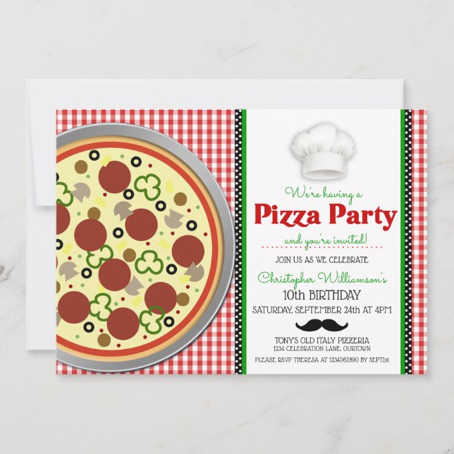 Pizza Party Birthday Invitation (Front)