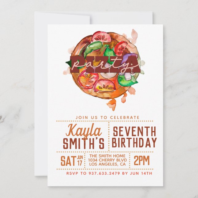 Pizza Party Birthday Invitation (Front)