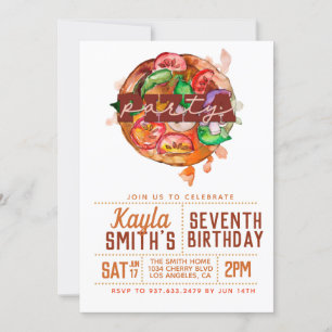 Pizza Party Birthday Invitation