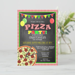 Pizza Party Birthday Invitation